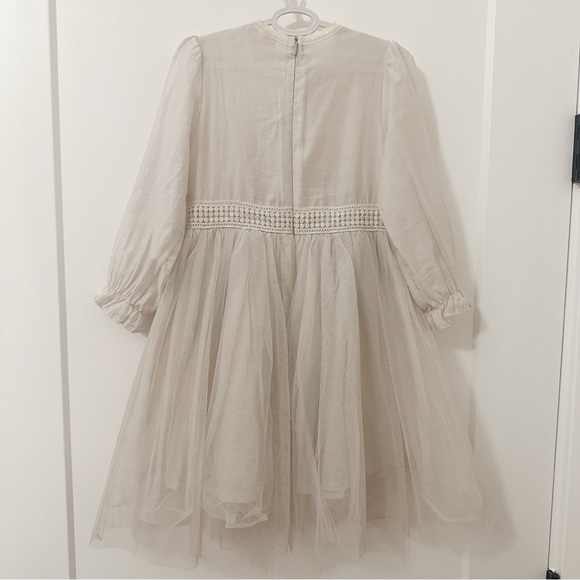 Korean Spring Girl Dress Long Puff Sleeves Lace Ruffles kids Princess Dresses - Picture 5 of 7